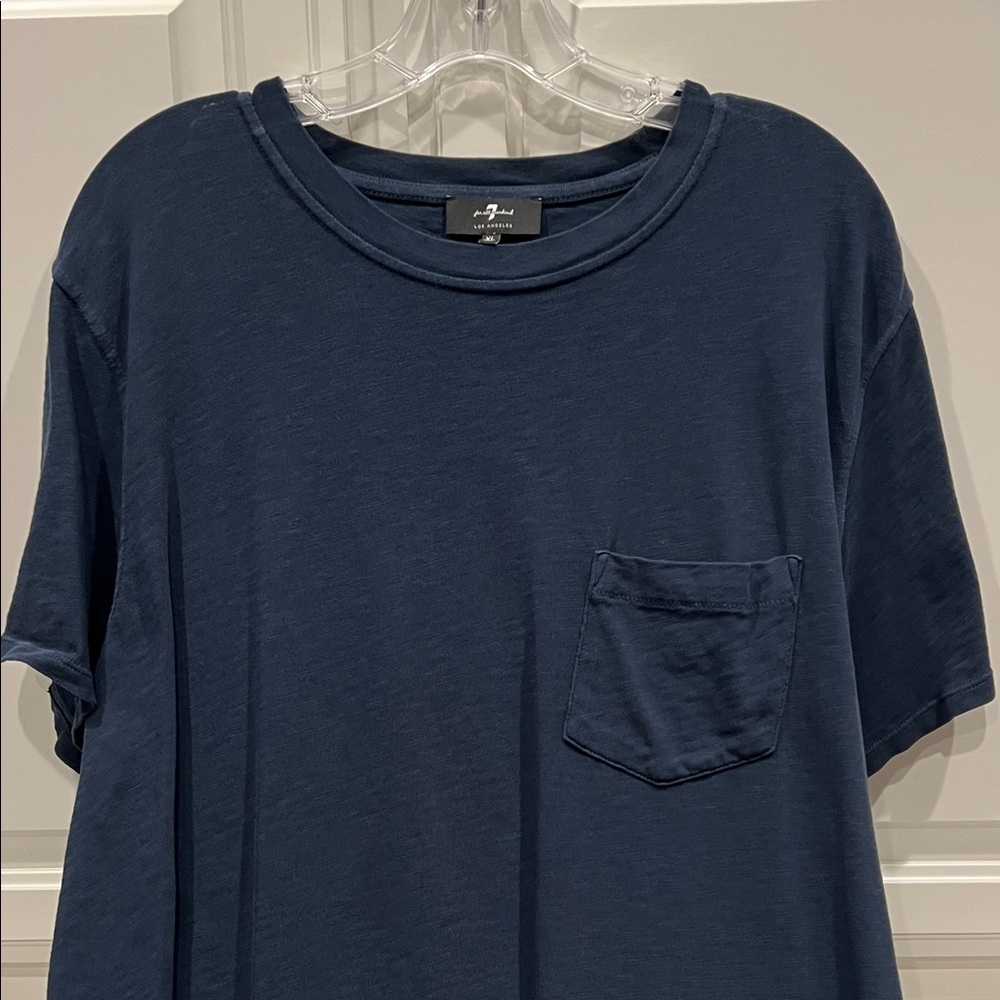 7 For All Mankind Dark Blue Short Sleeve Tee